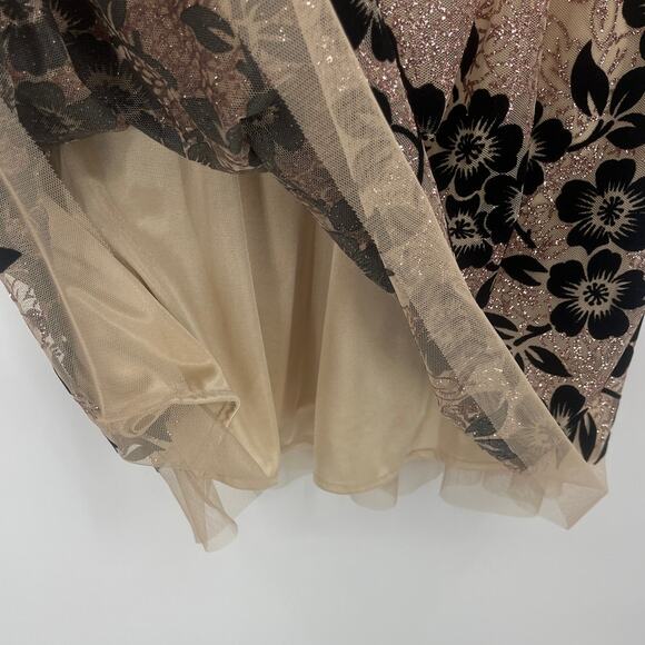 R&M Richards Y2K Velvet Mesh Dress 10 Coquette Fairy Floral Whimsigoth Glitter - Picture 4 of 11